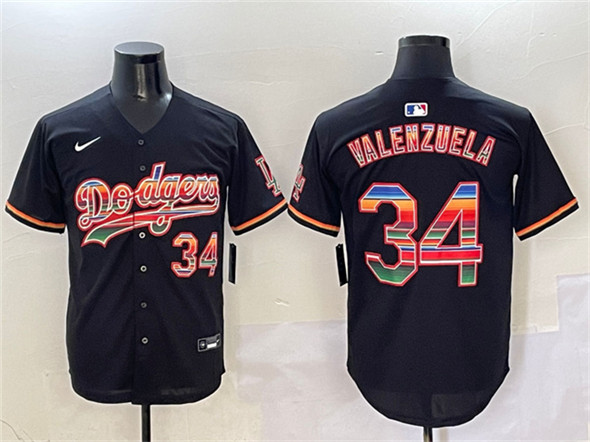 Men's Los Angeles Dodgers 34 Fernando Valenzuela Black Mexico Limited Stitched Baseball Jersey