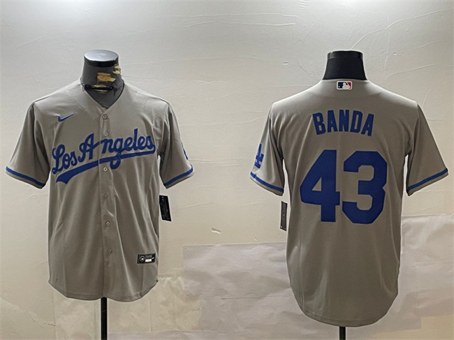 Men's Los Angeles Dodgers 43 Anthony Banda Grey Cool Base Stitched Baseball Jersey