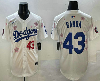 Men's Los Angeles Dodgers 43 Anthony Banda White 2025 Tokyo Series Limited Jersey
