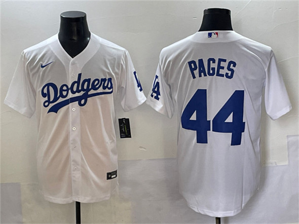 Men's Los Angeles Dodgers 44 Andy Pages White Cool Base Stitched Baseball Jersey