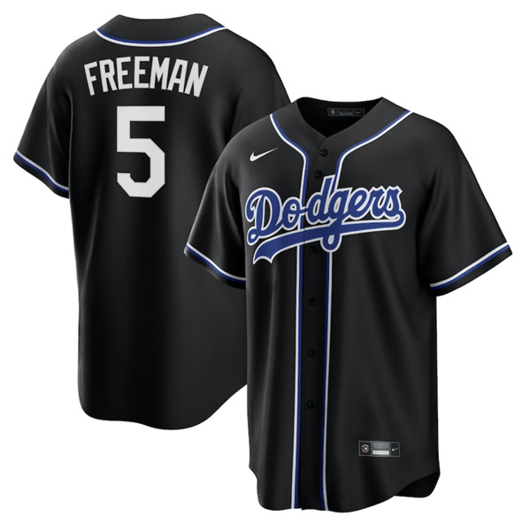 Men's Los Angeles Dodgers 5 Freddie Freeman Black Lights Out Limited Stitched Baseball Jersey