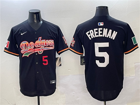 Men's Los Angeles Dodgers 5 Freddie Freeman Black Mexico Limited Stitched Baseball Jersey