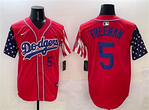 Men's Los Angeles Dodgers 5 Freddie Freeman Red Limited Stitched Baseball Jersey