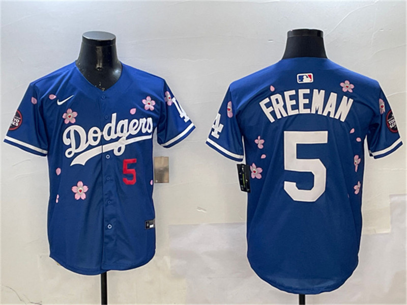 Men's Los Angeles Dodgers 5 Freddie Freeman Royal 2025 Tokyo Series Limited Stitched Baseball Jersey