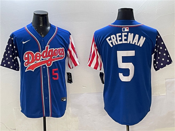 Men's Los Angeles Dodgers 5 Freddie Freeman Royal Limited Stitched Baseball Jersey