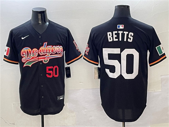 Men's Los Angeles Dodgers 50 Mookie Betts Black Mexico Limited Stitched Baseball Jersey