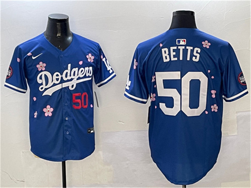 Men's Los Angeles Dodgers 50 Mookie Betts Royal 2025 Tokyo Series Limited Stitched Baseball Jersey