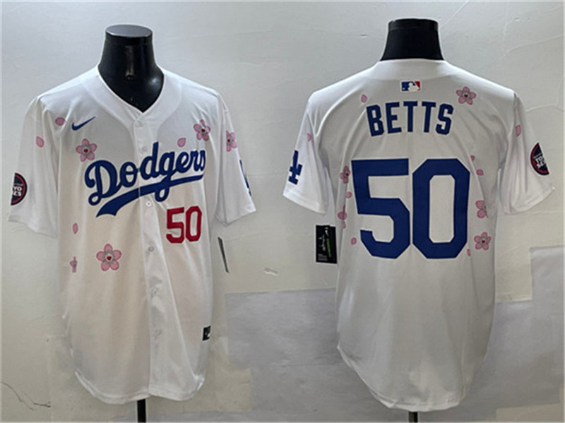 Men's Los Angeles Dodgers 50 Mookie Betts White 2025 Tokyo Series Limited Stitched Baseball Jersey