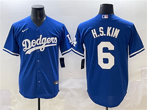 Men's Los Angeles Dodgers 6 H.S.Kim Royal Cool Base Stitched Baseball Jersey