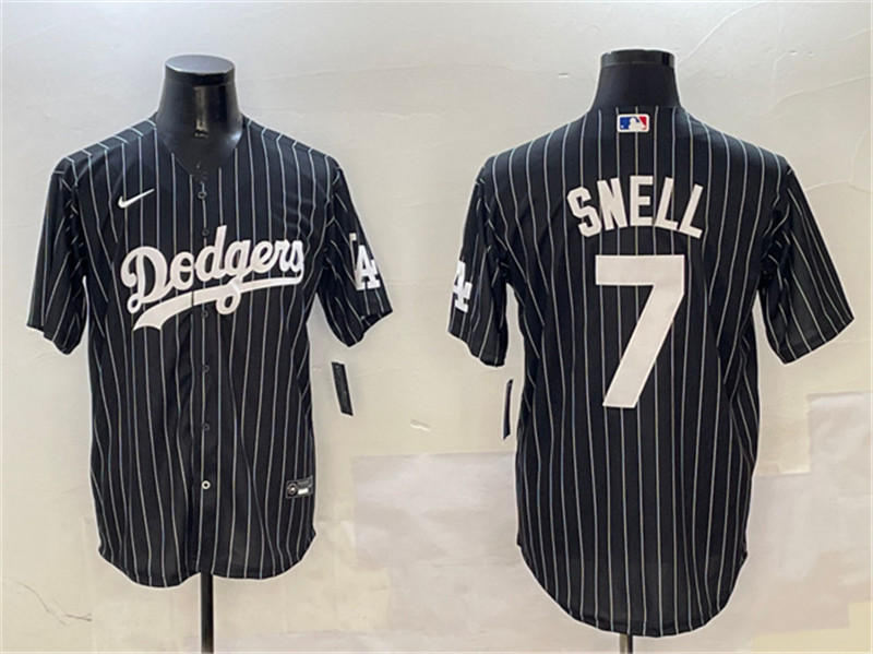 Men's Los Angeles Dodgers 7 Blake Snell Black Cool Base Stitched Baseball Jersey