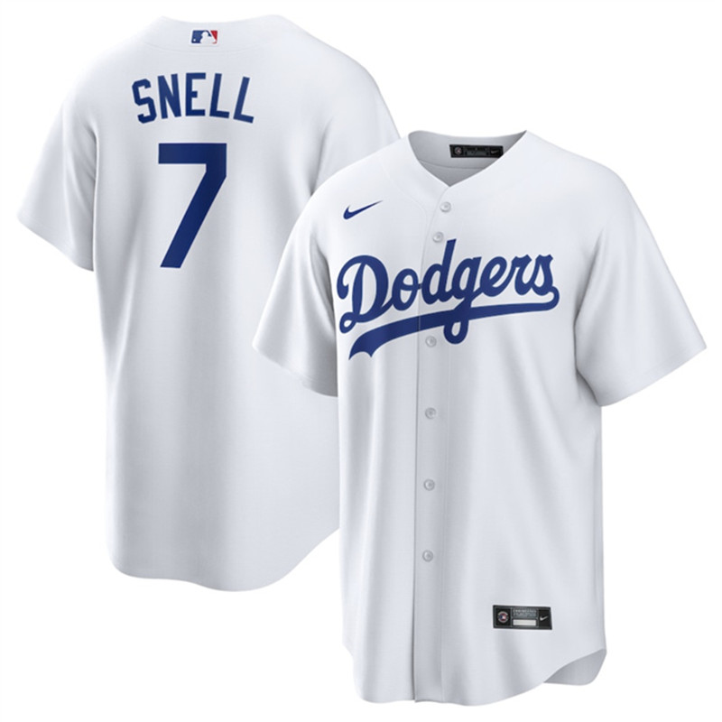 Men's Los Angeles Dodgers 7 Blake Snell White 2024 Cool Base Stitched Baseball Jersey