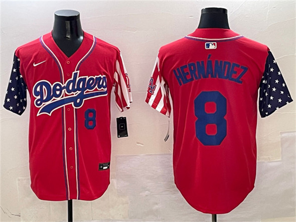 Men's Los Angeles Dodgers 8 Enrique Hernandez Red Limited Stitched Baseball Jersey