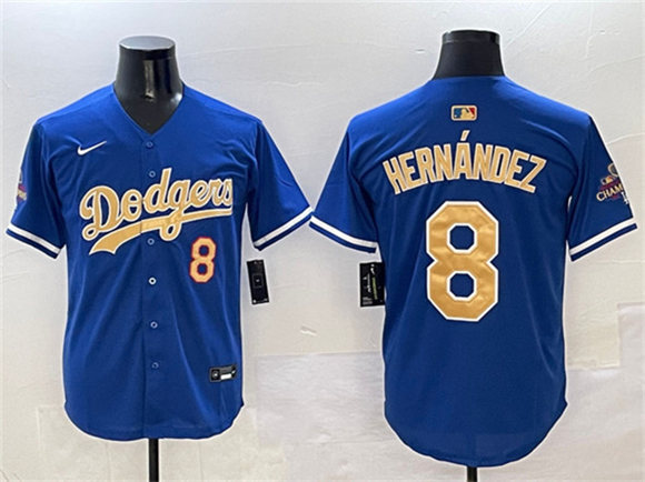Men's Los Angeles Dodgers 8 Enrique Hernandez Royal 2025 Gold Collection Limited Stitched Baseball Jersey