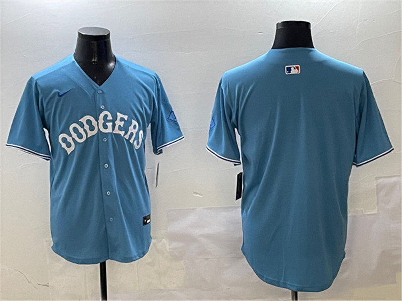 Men's Los Angeles Dodgers Blank Light Blue Limited Stitched Baseball Jersey