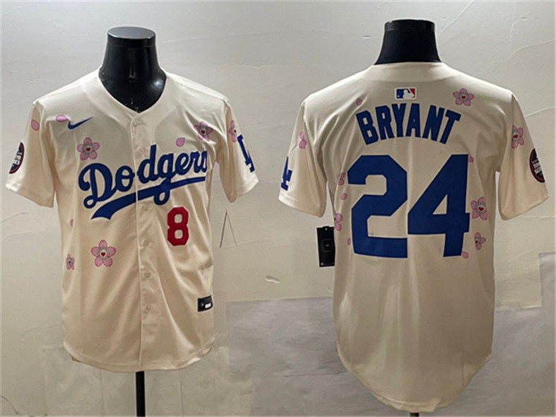 Men's Los Angeles Dodgers Front 8 Back 24 Kobe Bryant Cream 2025 Tokyo Series Limited Stitched Baseball Jersey