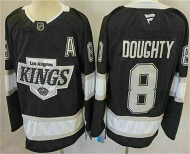 Men's Los Angeles Kings 8 Drew Doughty Black Alternate Authentic Jersey