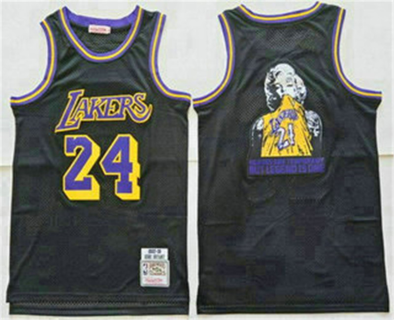 Men's Los Angeles Lakers 24 Kobe Bryant Black Marilyn Monroe Swingman Jersey