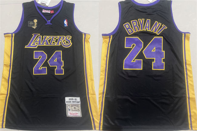 Men's Los Angeles Lakers 24 Kobe Bryant Black Throwback Stitched Basketball Jersey
