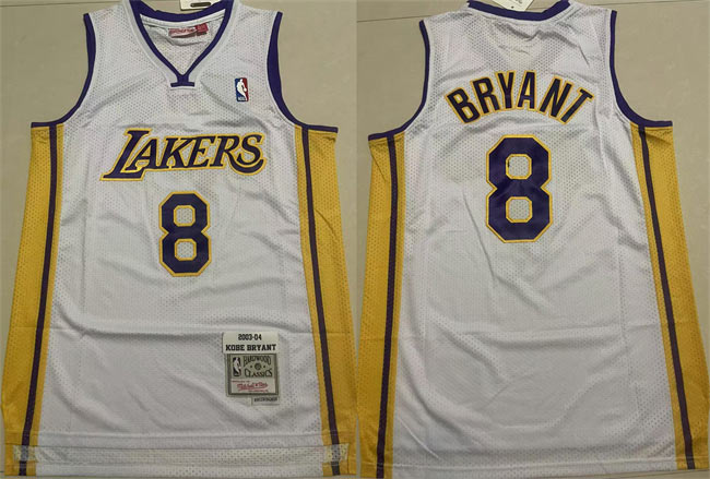Men's Los Angeles Lakers 8 Kobe Bryant Yellow Throwback Stitched Basketball Jersey
