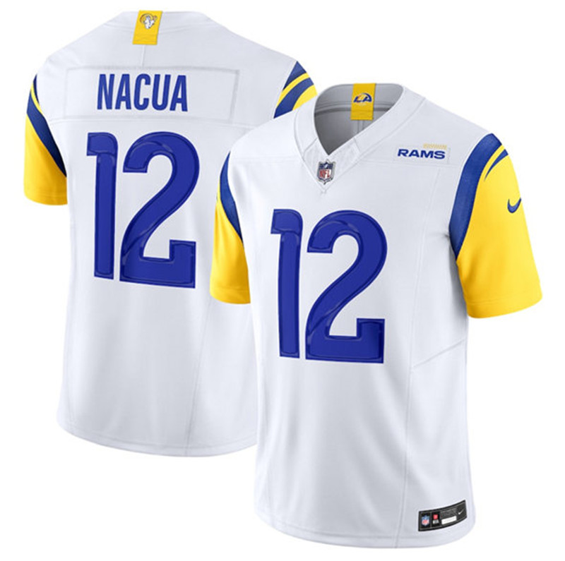Men's Los Angeles Rams 12 Puka Nacua White 2024 F.U.S.E. Vapor Untouchable Football Stitched Jersey