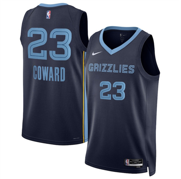 Men's Memphis Grizzlies 23 Cedric Coward Navy 2025 Draft Icon Edition Stitched Jersey