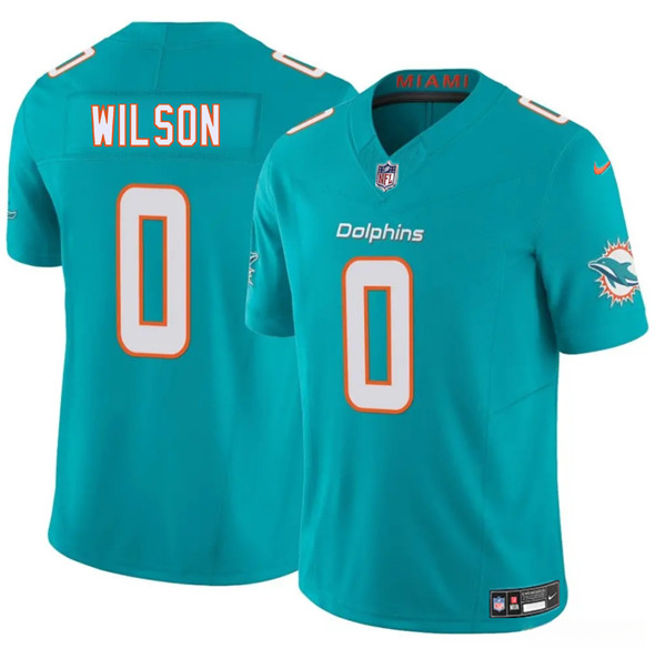 Men's Miami Dolphins 0 Zach Wilson Aqua 2025 Draft F.U.S.E. Vapor Limited Football Stitched Jersey