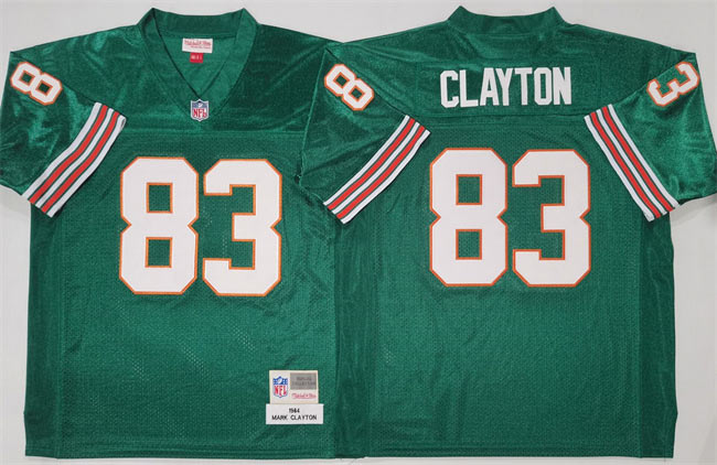 Men's Miami Dolphins 83 Mark Clayton Aqua Throwback Stitched Football Jersey