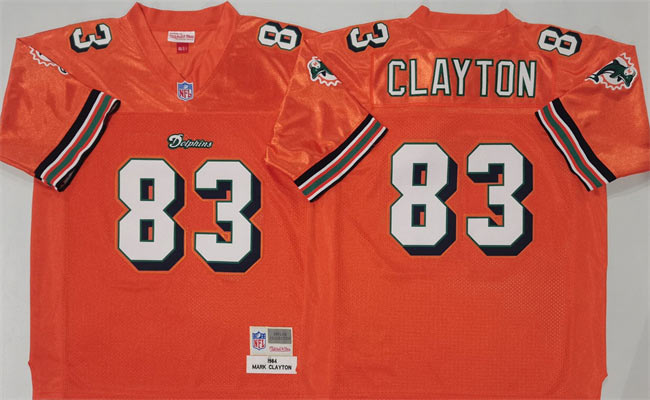 Men's Miami Dolphins 83 Mark Clayton Orange Throwback Stitched Football Jersey