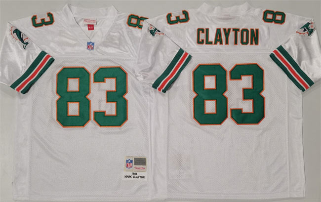 Men's Miami Dolphins 83 Mark Clayton White Throwback Stitched Football Jersey