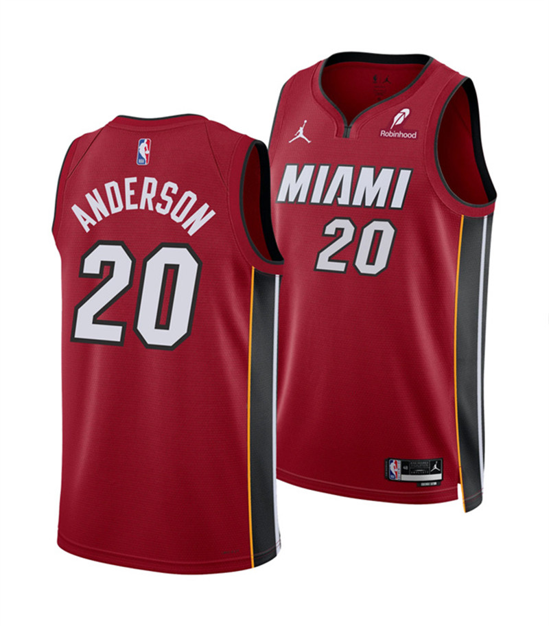 Men's Miami Heat 20 Kyle Anderson Red 2025 Statement Edition Swingman Stitched Basketball Jersey
