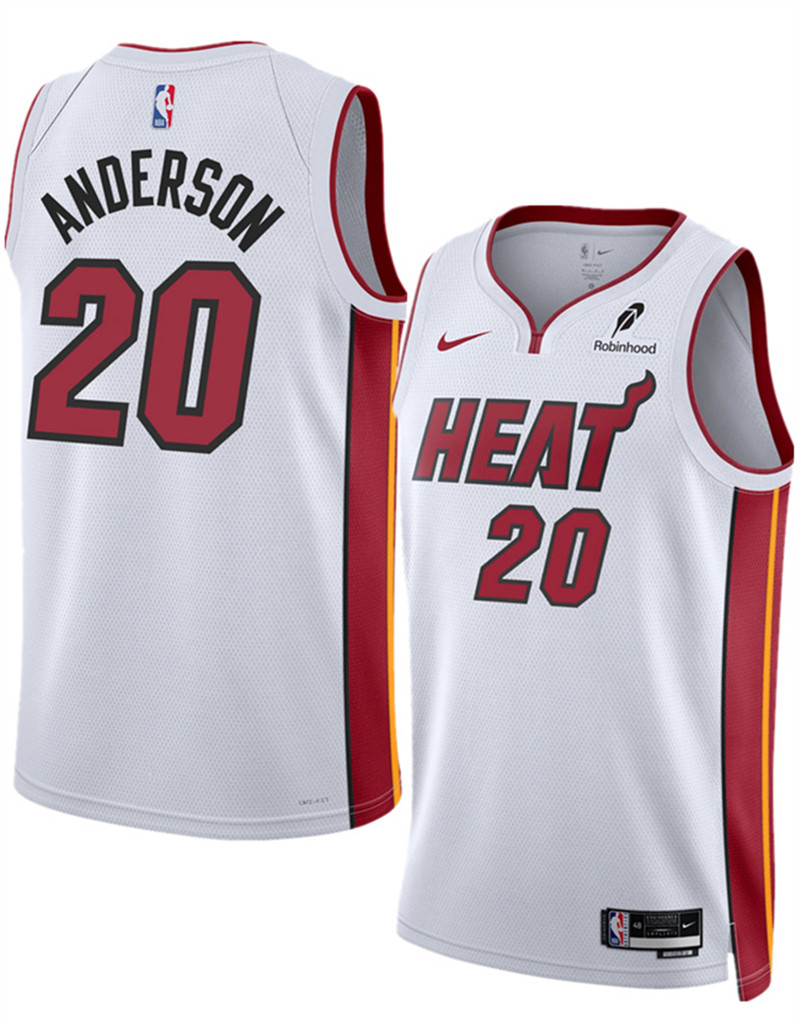 Men's Miami Heat 20 Kyle Anderson White 2025 Association Edition Swingman Stitched Basketball Jersey