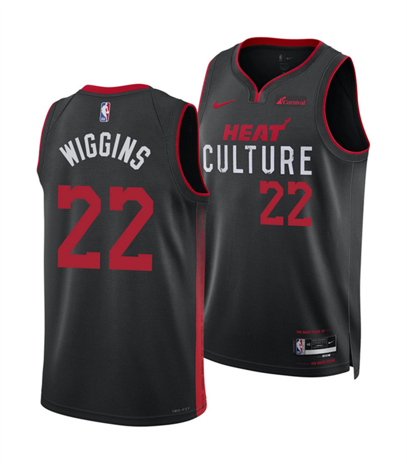 Men's Miami Heat 22 Andrew Wiggins Black 2025 City Edition Stitched Basketball Jersey