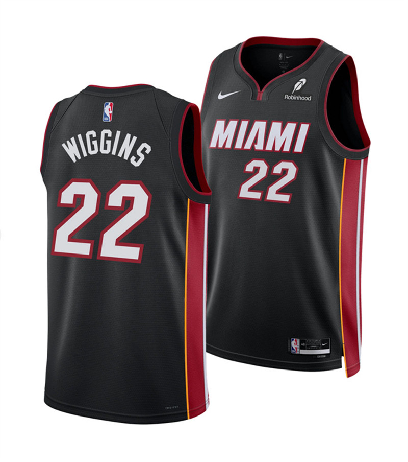 Men's Miami Heat 22 Andrew Wiggins Black 2025 Icon Edition Swingman Stitched Basketball Jersey