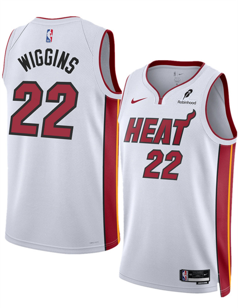 Men's Miami Heat 22 Andrew Wiggins White 2025 Association Edition Swingman Stitched Basketball Jersey