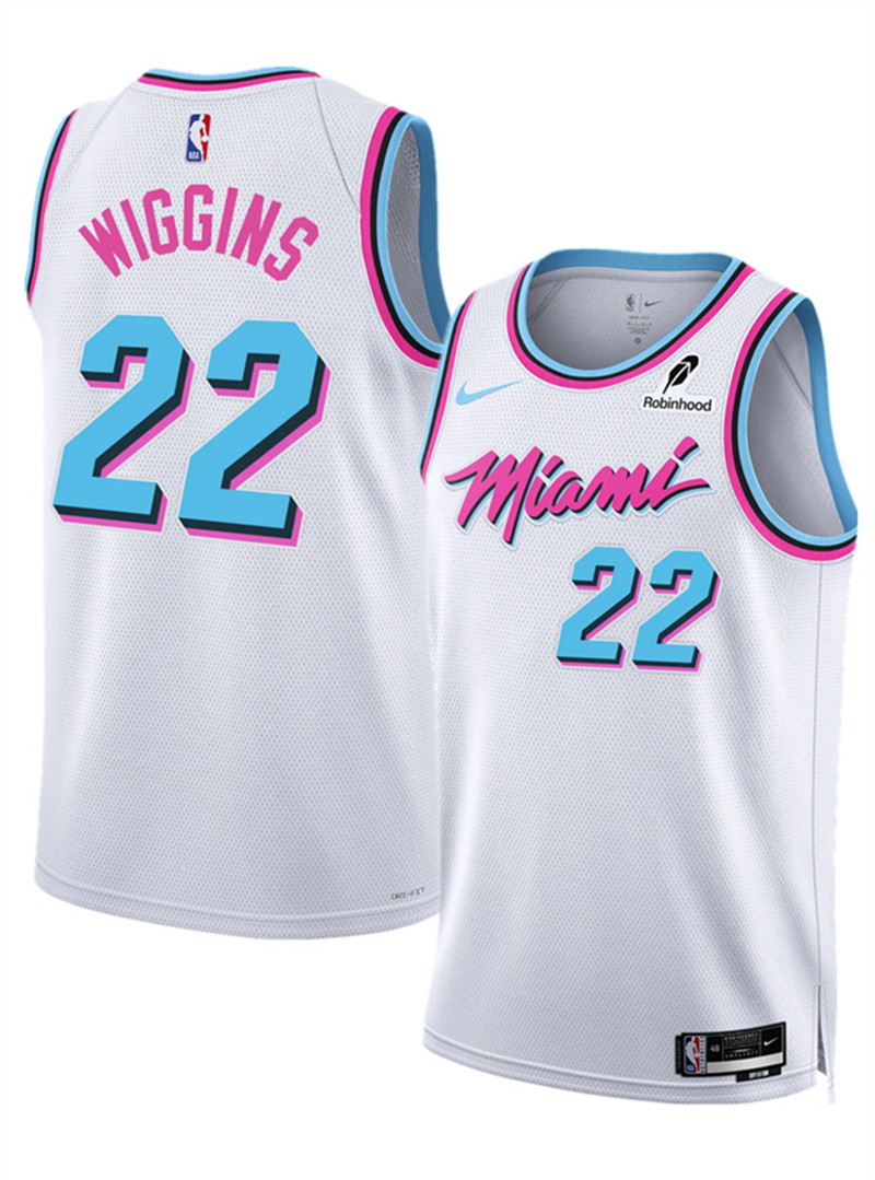 Men's Miami Heat 22 Andrew Wiggins White 2025 City Edition Stitched Basketball Jersey
