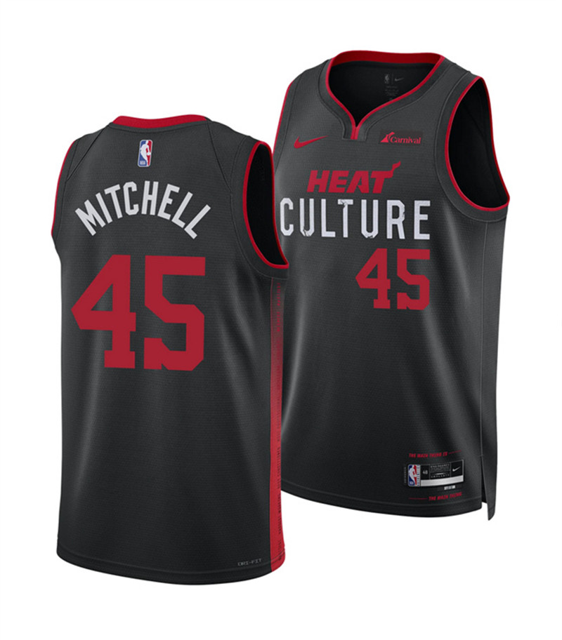 Men's Miami Heat 45 Davion Mitchell Black 2025 City Edition Stitched Basketball Jersey