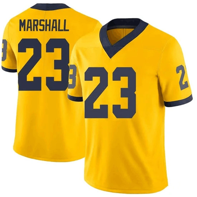 Men's Michigan Wolverines 23 Jordan Marshall Yellow Stitched Football Jersey