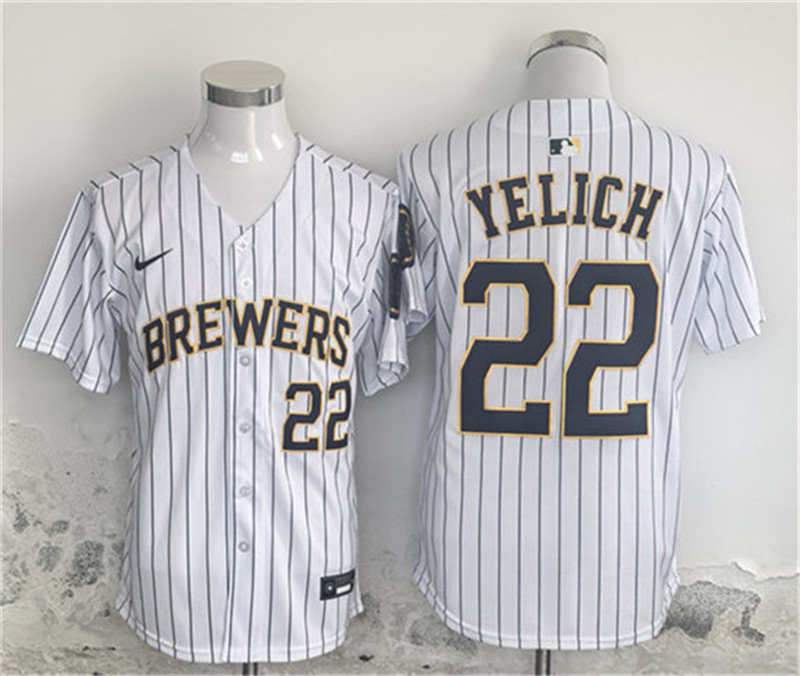 Men's Milwaukee Brewers 22 Christian Yelich White Alternate Limited Stitched Jersey