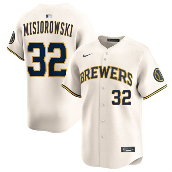 Men's Milwaukee Brewers 32 Jacob Misiorowski Cream 2025 Limited Stitched Baseball Jersey