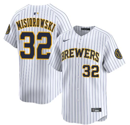 Men's Milwaukee Brewers 32 Jacob Misiorowski White Alternate Limited Stitched Baseball Jersey