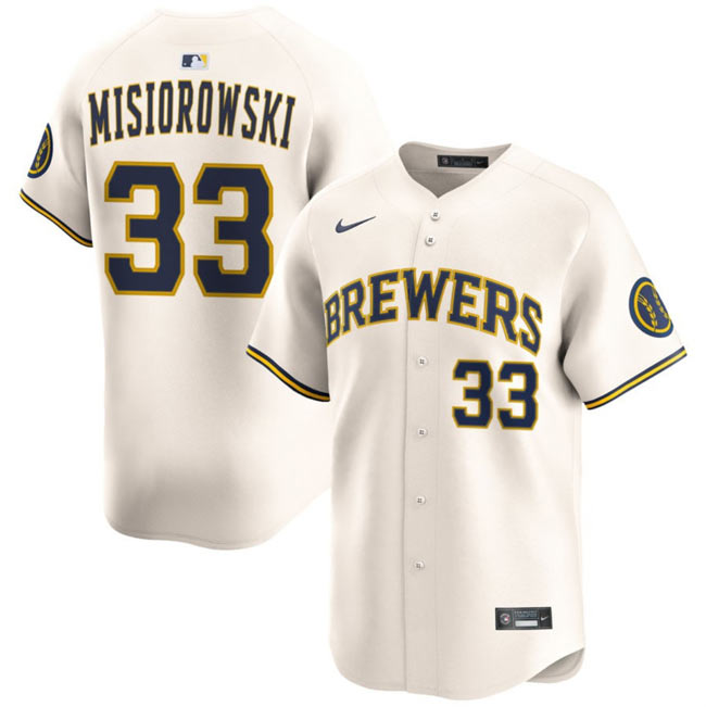 Men's Milwaukee Brewers 33 Jacob Misiorowski Cream 2025 Limited Stitched Baseball Jersey