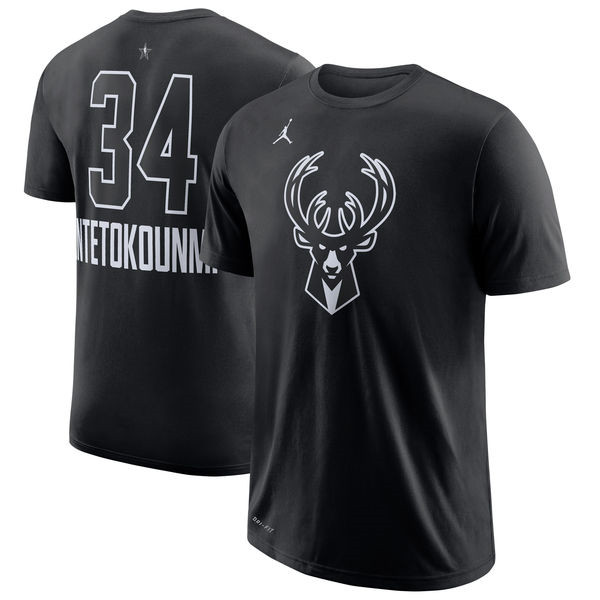 Men's Milwaukee Bucks Giannis Antetokounmpo Jordan Brand Black 2018 All Star Performance T Shirt