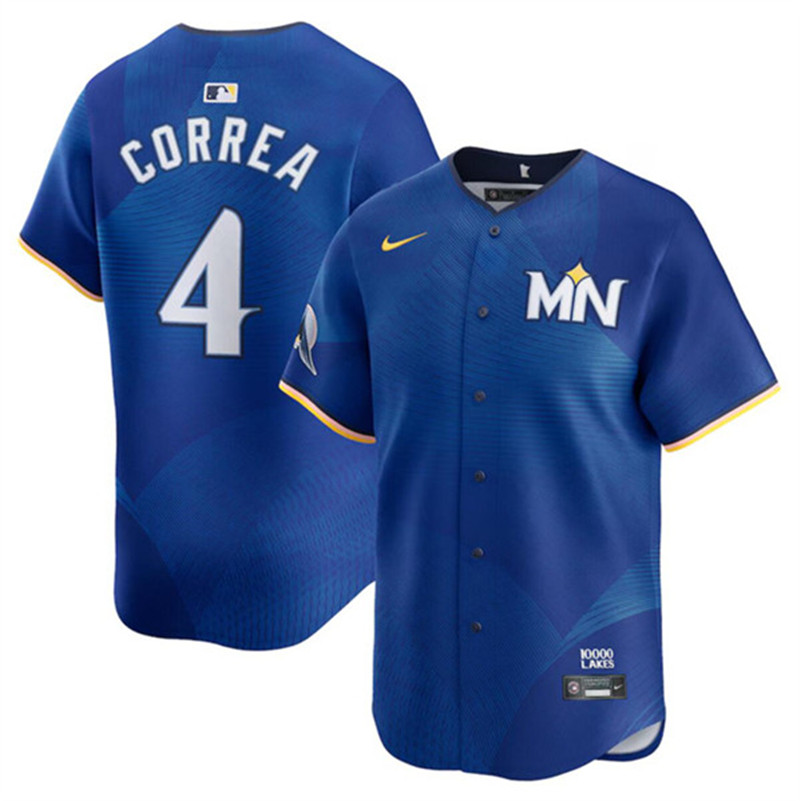 Men's Minnesota Twins 4 Carlos Correa Royal 2024 City Connect Limited Stitched Baseball Jersey