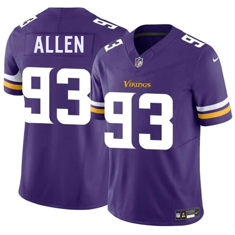 Men's Minnesota Vikings 93 Jonathan Allen Purple 2025 F.U.S.E. Vapor Limited Football Stitched Jersey