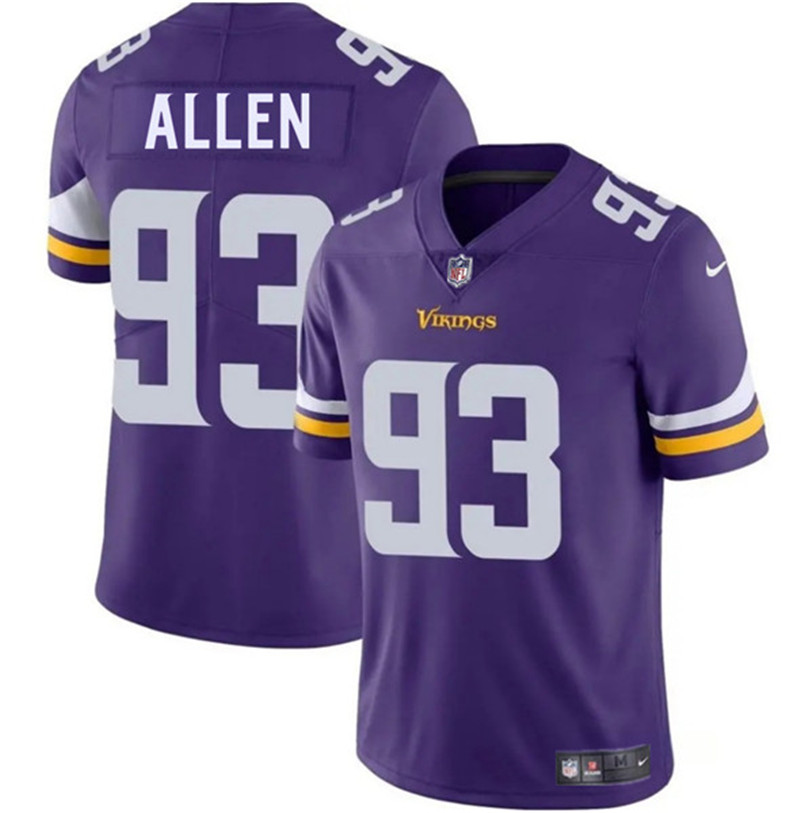Men's Minnesota Vikings 93 Jonathan Allen Purple 2025 Vapor Limited Football Stitched Jersey