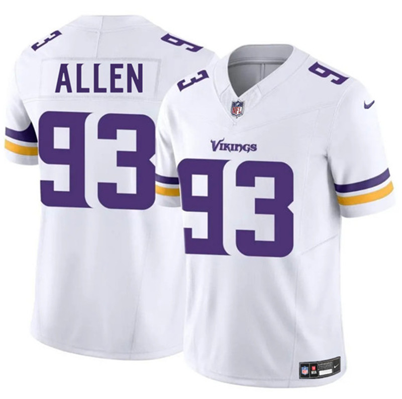 Men's Minnesota Vikings 93 Jonathan Allen White 2025 F.U.S.E. Vapor Limited Football Stitched Jersey