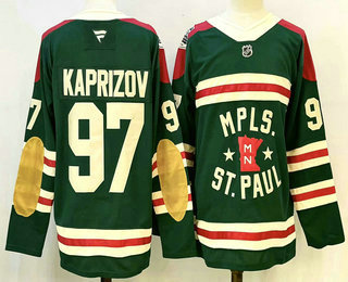 Men's Minnesota Wild 97 Kirill Kaprizov Green Winter Classic Stitched Authentic Jersey