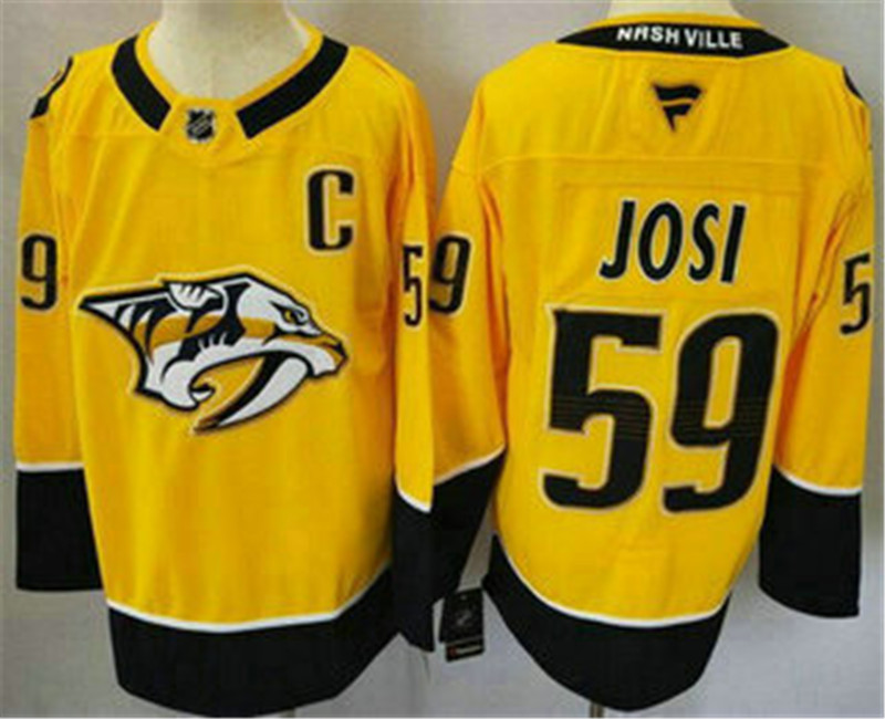 Men's Nashville Predators 59 Roman Josi Yellow Authentic Jersey