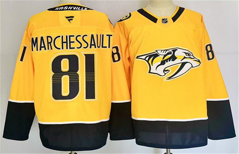 Men's Nashville Predators 81 Jonathan Marchessault Gold 2024 25 Home Stitched Hockey Jersey