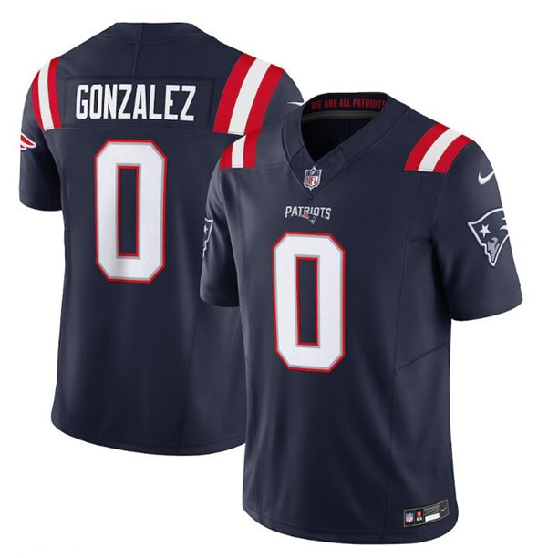 Men's New England Patriots 0 Christian Gonzalez Navy 2025 F.U.S.E. Vapor Limited Football Stitched Jersey